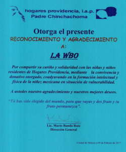 WBO | Hogares Providencia de Mexico agradece donativos a OMB - WBO