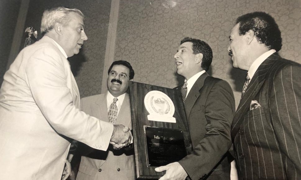 In this photo: Félix 'Tuto' Zabala, PR Sport's Secretary Eric Labrador, PR Governor Pedro Roselló and then PR Boxing Commission President Francisco 'Paco' Valcárcel.